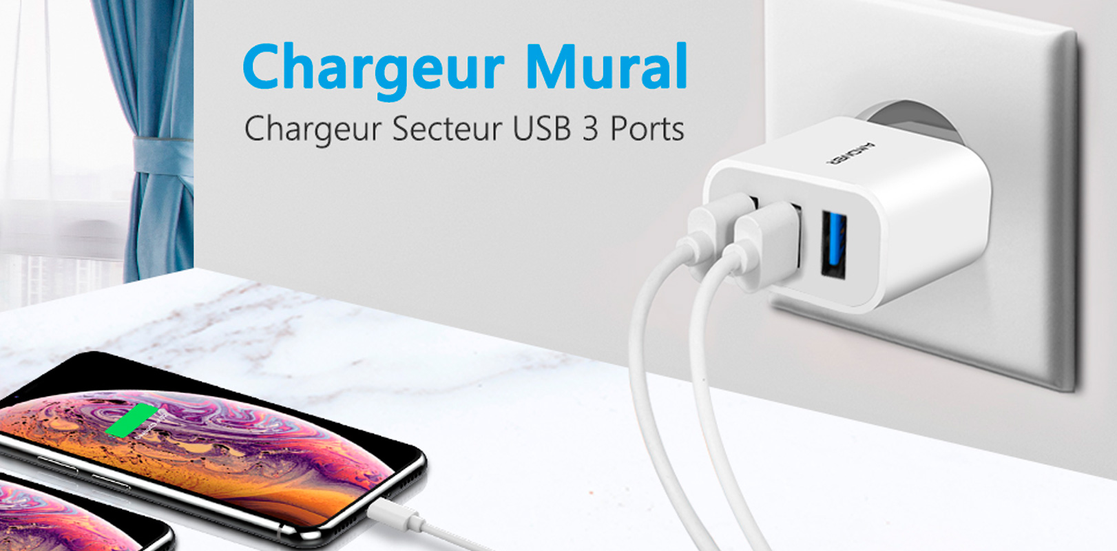 Chargeur Secteur Universel 3 Ports USB