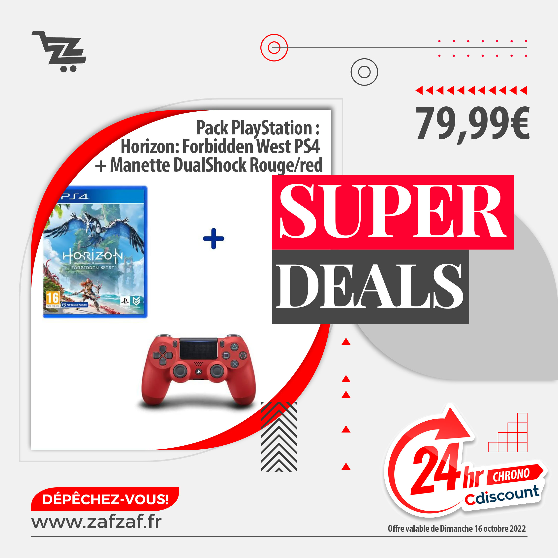 Pack PlayStation : Horizon: Forbidden West PS4 + Manette DualShock Rouge/red