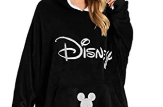Disney Sweat à Capuche Femme Pull Plaid Oversize en Polaire, Idée Cadeau Femme Minnie Mickey (Noir)
