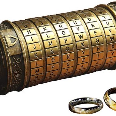 Mini Cryptex Da Vinci Code & 2 anneaux répliques du Seigneur des Anneaux