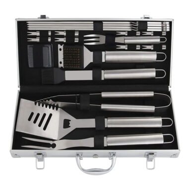 Ustensiles Barbecue Kit de 18 Pièces avec Mallette de Rangement en Aluminium