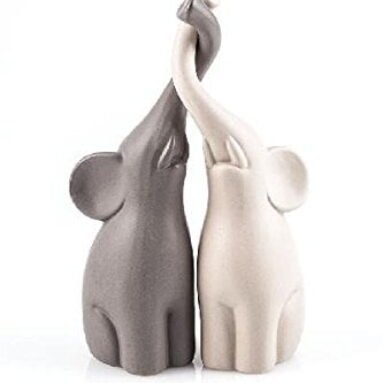 Couple d’Éléphants Amoureux en Céramique